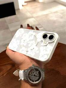 Hibiscus Flowers Pattern Premium Magnetic Phone Case For Compatible With IPhone 16/15/14/13/12/11/ProMax/Pro/Plus/XSMax/XS/X,For Compatible With Samsung Galaxy S22/S23/S24/S25/Plus/FE/Ultra,Fashion Female Summer Unique Y2k Cases Transparent Shockproof Anti-Drop Protective Ultra-Thin Design Acrylic+Tpu Hard Back Non-Yellowing Clear Protection Cover Men Stylish Casing Girl Women Ultimate Fundas Para Protectores De Celulares Accessories Friend Gift Aesthetic Protector Forro De Teléfono - trắng - Xem 4