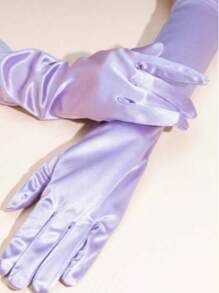 1双女士时尚缎面新娘手套，非常适合晚会和婚礼秋季配饰