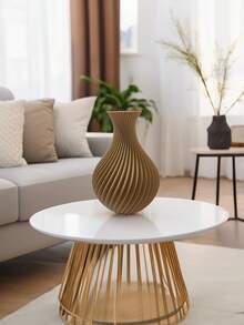 1 件现代简约棕色条纹塑料花瓶，用于蒲苇人造花球形家居装饰房间装饰餐桌中心装饰花瓶，适用于客厅婚礼派对复活节装饰 - 彩色 - 查看 7