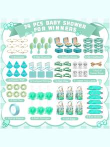 68/74PCS/6Sets Birthday Party Prizes For Winners Gifts Headband Hair Brush Jewelry Box Compact Mirror Powder Puff Hair Tie Claw Gift Bag Bridal Shower - Nhiều màu - Xem 8