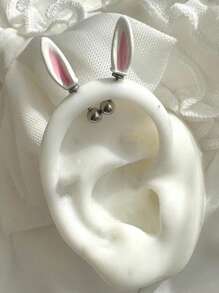 1 Pendiente de diamante rosa, pendiente colgante de conejo, zanahoria, gato y pez, pendiente de diamante de moda y temperamento femenino