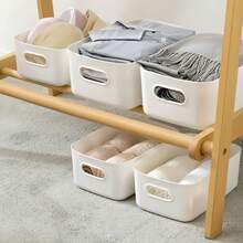 10 piezas Cajas de almacenamiento de escritorio blancas, organizadores de cajones, cestas de almacenamiento para uso doméstico, ropa interior, calcetines, cosméticos, cajas de almacenamiento de oficina de gran tamaño - Multicolor - Ver 4