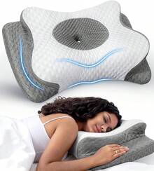 Almohada cervical More Aches para alivio del dolor, almohada cervical ajustable para soporte del cuello con reposabrazos, almohadas ergonómicas de espuma viscoelástica sin olor, almohada ortopédica para dormir de lado, espalda y estómago - Negro - Ver 8