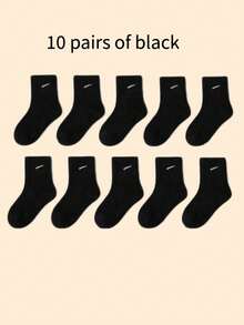 10/20 par białych i czarnych, elastycznych skarpet sportowych do połowy łydki dla dzieci, wygodnych i modnych, odpowiednich na każdą porę roku, do noszenia na co dzień i do szkolnego mundurka - Wielokolorowe - Zobacz 27
