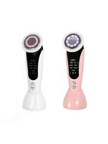 7-In-1 USB-Powered Face And Neck Massager With LCD Modes (Cleaning/Care/Massage), Portable Light Beige Beauty Device, Boosts Collagen And Tightens Pores - A Home And Travel Beauty Tool, An Ideal Gift For Women And Girls, Exquisite Design, Reliable Performance, A Must-Have For Self-Care