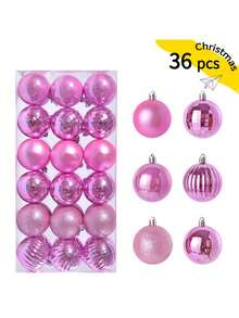 36pcs/Set Christmas Balls Set - Assorted Styles, Plastic Hanging Decorations For Christmas Tree, Bohemian Style, Ideal For Thanksgiving, Christmas Decorations, Scene Decor, Festivals Decor, Room Decor, Home Decor, Offices Decor, Theme Party Decor, Christmas Decor, Christmas Balls Winter Christmas Decorations Home Christmas Gifts Christmas Decor