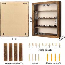 GYJ Shadow Box Frame 11x14 Deep Shadow Box Display Case With Linen Back And Removable Shelves Wooden Memory Box For Wedding Bouquet Photos Medals Keepsakes Brown 102 - 棕色 - 查看 6