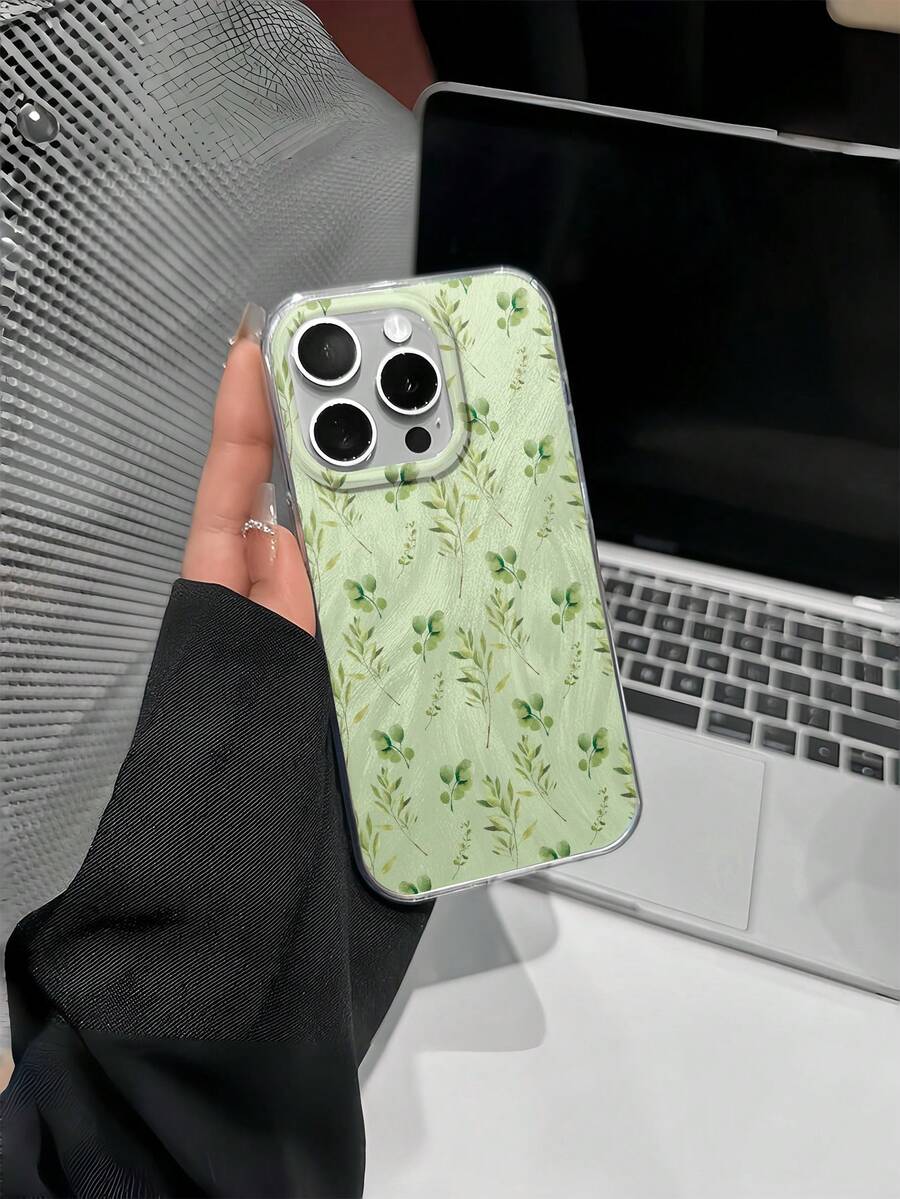 Leaf Pattern Protective Phone Case Compatible With IPhone 11 Pro Max/16 Pro Max/15 Pro/14 Plus/13/12/11, Anti-Drop Phone Case Compatible With IPhone 13 Pro Max/12 Pro, Feather Design - Transparent Feather Veil - View 1