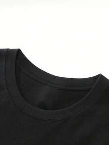 Simple Fashion Printed Cotton T-Shirt, Soft and Light Beige-Friendly, Perfect for Daily Outings and Travel Souvenirs, Suitable for Both Men and Women - Preto - Ver 3