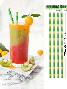 10-100pcs Bamboo Print Paper Straws - Durable & Stylish, Suitable For Cocktails, Juices, Milkshakes And Smoothies - Ideal For Wedding, Birthday And Party Decorations, Also Ice Drink Straws | Premium Party Supplies | Durable Paper Straws, Educational Supplies - Multicolor - View 7