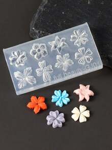 2pcs Spring Petal Silicone Nail Art Molds, Lily & Cherry Blossom Floral DIY Nail Design 3D Carving Reusable Nail Mold Templates - Clear - View 2