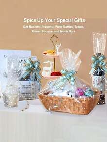 1卷3密耳厚透明玻璃纸包装纸，34英寸 x 148英尺 - 防水耐用，白色波点图案 | 非常适合礼品篮、花束等 | 包含礼品包装丝带蝴蝶结、圣诞玻璃纸包装纸 - 彩色 - 查看 2