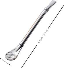 Bombilla Yerba Mate Straws, 3 Pack Reusable Colorful Tea Coffee Cocktail Stainless Steel Bent Smooth Flow Drinking Stir Filter Spoon Straws With Cleaning Brush By ,12893520 - Black - View 5