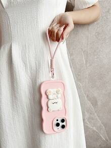 1 个带手机挂绳的泰迪熊支架,马卡龙色保护手机壳,兼容三星 Galaxy S25、S24、S24 Plus/S24+、S24 Ultra、S20、S21、S22、S23,兼容 16、11/11 Pro/11 Pro Max、12/12 Pro/12 Pro Max、13/13 Pro/13 Pro Max、14/14 Pro/14 Pro Max、15/15 Pro/15 Pro Max、16/16 Pro/16 Pro Max,军用级防震硅胶手机壳 - 粉色 - 查看 5