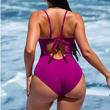 WD VEST Structured Swimsuit With Padded Cups And Central Detail – Sophistication And Style To Shine By The Sea XX343 - 玫瑰紅 - 查看 4