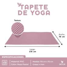 MUUK FITNESS Alfombrilla de Yoga 170 x 70 cm – Grosor 4 mm, Tapete para Yoga, Pilates, Fitness y Ejercicio, Antideslizante, Plegable y Fácil de Transportar, PVC Resistente y a Prueba de Agua, Ideal para Casa, Gimnasio, Parque o Viajes, Diseño Cómodo que Protege Articulaciones, Superficie Estable y Duradera para Relajación, Meditación y Estiramientos, Apta para Principiantes y Expertos. - Rosa Pastel - Ver 6