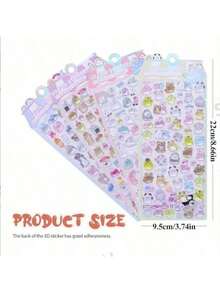 3D Cute Stickers Cartoon - Hot Dog Sushi Bubble Stickers Kawaii Mini Fluffy 3D Reusable Fluffy Scrapbook Planning Diary Notebook Computer Mobile Phone Case Decoration (Solid Products)