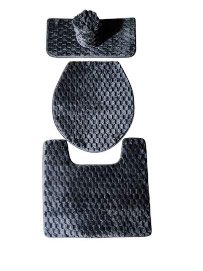 juego de baño con tapete set de 4piezas inodoro funda wc cubierta tapa negro blanco rosa gris rojo