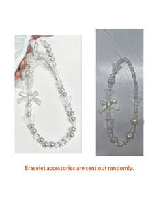 粉色蝴蝶结和粉色爱心全印花手机壳，搭配粉色波浪边珍珠链挂绳套装，兼容 17/16/15/14/13/12/11 Pro Max/14/15/16 Plus/XS/XR/X/8/7 - 無色 - 查看 8