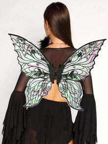 Adult Women's Fairy Wings, Halloween Fairy Costume Accessories, Butterfly, Ladybug, Bee Cosplay Fairy Outfit, Angel Wings - Multicolor - View 4