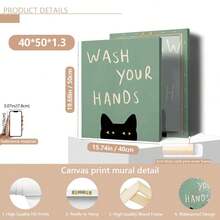 1pc Fun Cat Art Print - 'Please Wash Your Hands' Bathroom & Toilet Decor, Wall Art For Home, Office, Cafe, Perfect Room Decor,Suitable For Home Decor,Room Decor,Bedroom Decor,Living Room Decoration,Bathroom Decor,Wall Decor,Optional Wall Art With Frame