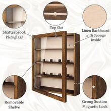 GYJ Shadow Box Frame 11x14 Deep Shadow Box Display Case With Linen Back And Removable Shelves Wooden Memory Box For Wedding Bouquet Photos Medals Keepsakes Brown 102 - 棕色 - 查看 5