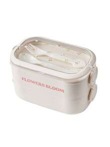 1 Set Student Bento Box With Fork And Spoon, Floral Pattern Lunch Box, Food Container Bento Box, Insulated Adult Lunch Box For Office Workers, Divided Kitchen Food Storage Box With Lid, Lunch Box, School Lunch Box - Multicolor - View 13
