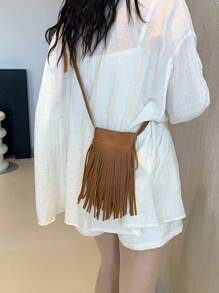 Large Capacity Fringe Handbag, Korean Style New Women's Bag, Simple & Popular Ladies' Shoulder Bag, Simple Crossbody Bag, Back To School Season