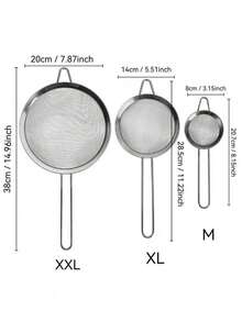 1pc/3pcs Stainless Steel Fine Mesh Strainer With Handle - Kitchen Sifting Tool - Silver - View 10