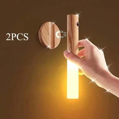 1/2 件运动传感器夜灯、磁性壁灯、USB 可充电 LED 粘贴灯、无线楼梯、室内木质壁灯、衣柜、走廊楼梯