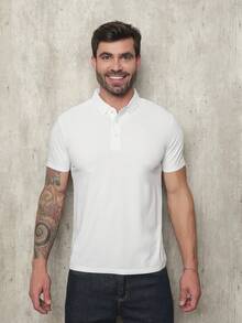 Men's Polo Shirt In Polyamide, Elastic Ice Fabric, Style And Quality - 白色 - 查看 2