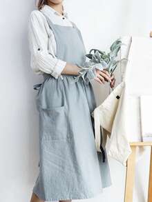 1 件简约法式复古艺术风格围裙，适合花店和咖啡师，适合所有季节家庭厨房、户外露营和野餐、咖啡 - 彩色 - 查看 7