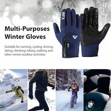 WESTWOOD FOX Guantes de invierno para pantalla táctil, antideslizantes, cálidos, resistentes al viento, térmicos, para hombres y mujeres, conducir - Azul - Ver 3