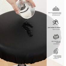 Capa de assento redonda de Pu à prova d'água, cor sólida, capa giratória para cadeira, tudo incluído, à prova de poeira, capa para cadeira de bar - Multicolorido - Ver 10