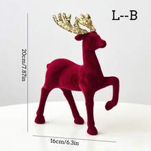 1/4 Stücke Weihnachts-Rentier-Ornamente, Weihnachtsbaum-Anhänger, weinrote Samt-Elch-Dekoration, Weihnachtsdekoration, Heimdekoration
