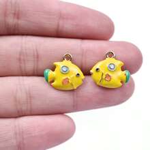 2/4/9pcs Mixed Colorful 3D Alloy Drip Oil Cute Animal, Fruit, Food, Marine Life Series Pendant DIY Necklace, Bracelet, Earring Jewelry Making Accessories