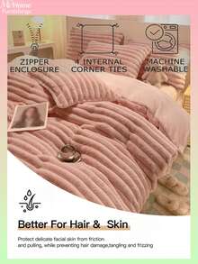 3 件蓬松超柔软羽绒被套套装 - 人造毛皮羽绒被套套装，毛绒羽绒被套套装，男孩女孩宿舍床上用品 1 件拉链封口羽绒被套和 2 件枕套，不含被子，单人床、全尺寸、特大号床、大号床尺寸 - 粉色 - 查看 2