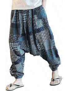 Mens Womens Harem Pants Loose Fit Boho Yoga Hippie  Drop Crotch Trousers-20256688 - Phong cách 7 - Xem 1