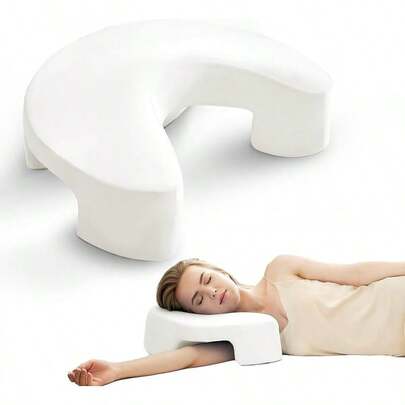 ROMROL Ergonomic Side Sleeper Pillow With Arm Hole – Memory Foam Neck & Shoulder Pillow For Adults, Pressure Relief Support, Breathable Washable Cover – Ideal For Neck Pain & Numb Arms, Blue