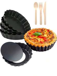 10pcs,Removable Bottom CakeMold, Pie Mold, Egg Tart Mold, DessertMold, Muffin Mold, Suitable For Pie,Baking,Cheesecake,Desser - Multicolor - View 10