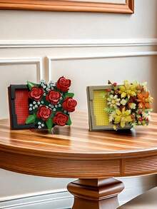 Creative Flower Bouquet Building Blocks, Adult DIY Assembly Block Set, Home And Office Desk Decor Display Model, Handmade Style Decoration, Leisure Hobby Gift, High Density Blocks, Holiday Gift, Father's Day Gift, Mother's Day Gift, Wedding Gift, Wedding Decor, Graduation Gift