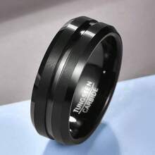 Tungsten Ring For Men Women 4/6/8/10mm Black/Blue/Gold/Rose Gold/Silver Groove Wedding Bands Beveled Edges Engraved I Love You Size 4 To 17