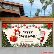 1pc 2D Flat Christmas Outdoor Atmosphere Garage Door Hanging Tapestry, Full Polyester Printed Villa Warehouse Holiday Party Daily Decor Matching Hanging Cloth