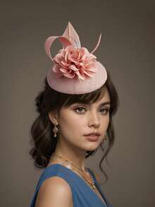 1pc Women's Flower Fascinator Hat Sinamay Tea Party Fascinator Derby Hat Wedding Fascinators Hats Pillbox Hat Feathers Headband With Hair Clip For Women Mini Hats Tiny Hats Mini Top Hat Mini Cap, School Stuff, Autumn, Rave, Halloween Accessories, Bride To Be
