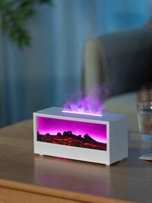 ViSSKO Difusor de aromas para lareira [Chama 3D + Controle Remoto Infravermelho] | Design retangular, 7 cores de iluminação fixas, reservatório de óleo essencial de 150ml, entrada 5V/2A (potência ≤10W), temporizador de desligamento automático, ideal para decoração de casa, mesa de escritório e estúdio de ioga.