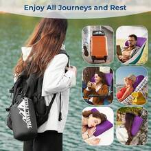 Travel Pillow Memory Foam Pillows, Ergonomic Wave Cervical Neck Pillow For Neck Pain Relief, Compressible Medium Firm Side Sleeper Pillow, Ideal For Camping, Office, Home & Bed (Light Grey, S) - 紫色 - 查看 6