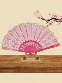 D EXCEED 1Pc Lace Large Folding Hand Fan For Women For Wedding Reception Dance Performance Church Service Party Event Evening - Multicolor - View 18
