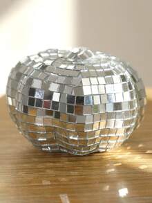 1 pieza Decoración creativa con diseño de calabaza con láser dorado y plateado con reflejo de espejo, adecuado para fiestas festivas, salas de baile, decoraciones de bar, decoraciones de calabaza con láser disco, decoración retro para el hogar, adornos de mesa, decoración con tema disco, suministros para fiestas de cumpleaños y bodas, decoración de Acción de Gracias y Festival de la Cosecha (Regalos de cumpleaños)