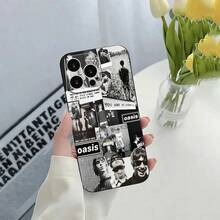Oasis Band Creative Black Phone Case Stain Resistant And All-Round Lens Shockproof Phone Case Durable Protection Phone Case Black Classic Series Phone Accessories For Iphone11/ 12/ 13/ 14/ 15/ 16/ Pro Max Or Plus Series Case Gift - màu đen - Xem 3