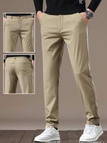 GRDR Men's Solid Color Pocket Casual Commuter Tapered Pants - Khaki - View 2